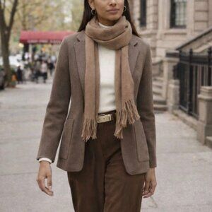 Quince 100% Organic Cotton Heather Brown Knit Blazer